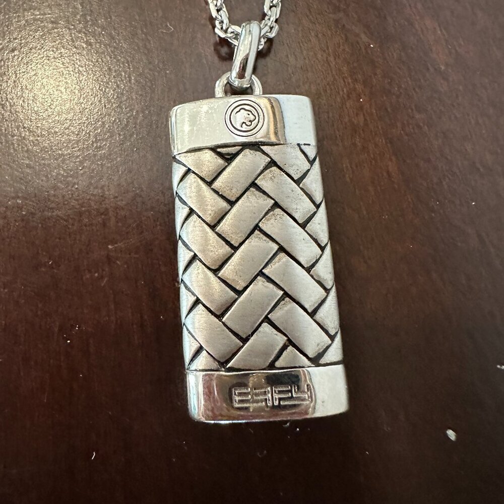 Effy Sterling Silver Herringbone Rectangular Necklace 22"